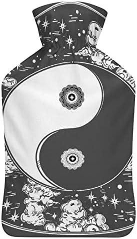Lua nuvem yin yang garrafa de água quente de 1000 ml com tampa macia removível saco de injeção de água de pacote