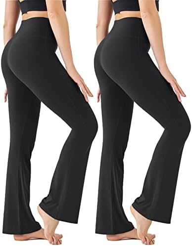 Calças de ioga de flare preto feminina umsifey, amanteigada de cintura alta de cintura alta Leggings Leggings Lounge Palazzo calças
