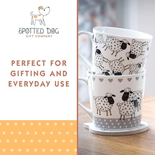 Soldada Dog Gift Company Coffee Canecas Conjunto de 4 copos de chá de chá de ovinos com design com tema de animal, porcelana