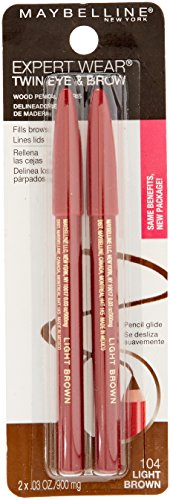 Maybelline New York Expert Use Brow e lápis de olho duplo, 104 marrom claro, 2 contagem