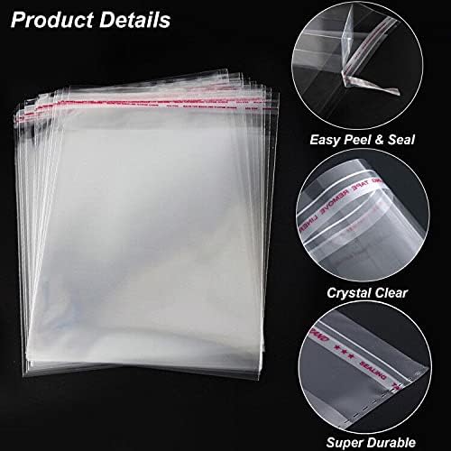 Yotelab Clear Cartofano Sacos de plástico de celofane para camisas de embalagem, roupas e produtos, 100 PCs 12x16 polegadas