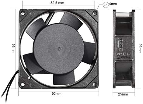 Ventilador de resfriamento UXCELL 92mm x 92mm x 25mm SF9225AT AC 110V/120V 0,14A Rolamentos de esferas duplas