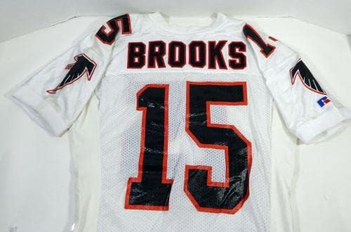 1994 Atlanta Falcons Brooks 15 Jogo emitiu White Jersey 75th Annv Patch 44 51 - Jerseys de jogo NFL não assinado usada