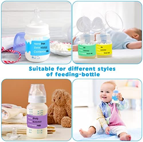 20 PCs Baby Bottle Rótulos para creche, 5 cm de mamadeira de silicone, rótulos de garrafas de bebê e reutilização