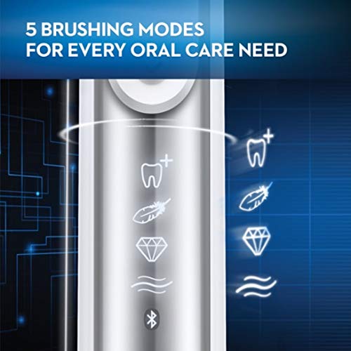 Escova de dentes elétrica recarregável oral-b 7500 com 6 cabeças de escova de reposição e caixa de viagem, branca