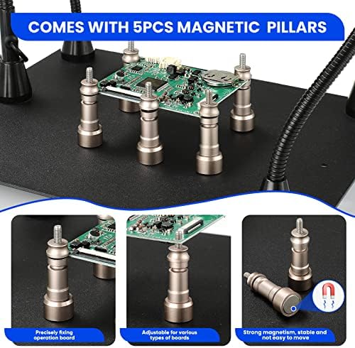 Ajuda magnética Hands Hands Soldagem Atualizada Ajuda, estação de solda de Faiuot Helping Hands com lupa, luz e suporte da placa, Big Base Solding Solder para joias eletrônicas