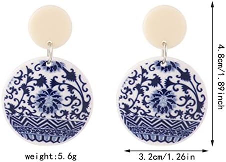 Miguo Store Chic Moda Chique Royal Azul Brincos geométricos de acrílico Estilo étnico Dangle Brincos para mulheres