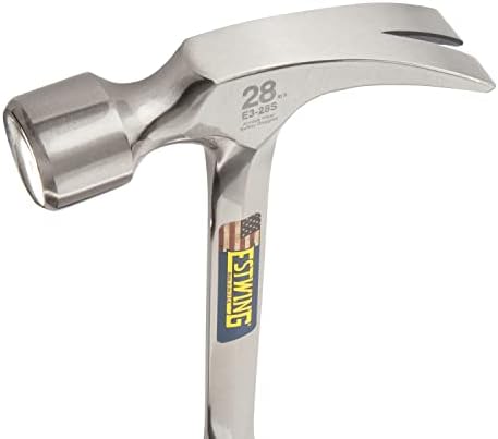 Hammer de enquadramento Estwing - 28 oz de comprimento de garra reta Rip com rosto liso e grãos de redução de choque - E3-28s