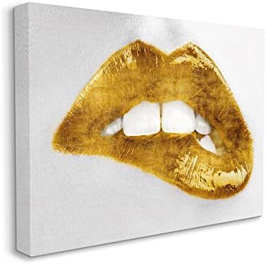 Stuell Industries Modern Amarelo Moda Lips Morda Glam Feminina Photography, projetada por Sarah McGuire Canvas Wall Art, 30 x 24, prata