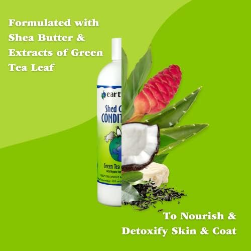 Terra Green Tea & Awapuhi Pet Shed Shampoo e Condicionador Ajuda a aliviar o derramamento e o Dander, Aloe Vera, manteiga