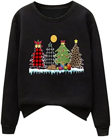 Moletom do Feliz Natal Moletom Funnidade de Christmas Tree Pullover Graphic Pullover casual Blusa de inverno de manga comprida