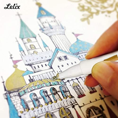 Lelix 24 Cores Metalic Marker canetas, canetas de tinta de ponta fina para álbum de fotos DIY, papel preto, fabricação