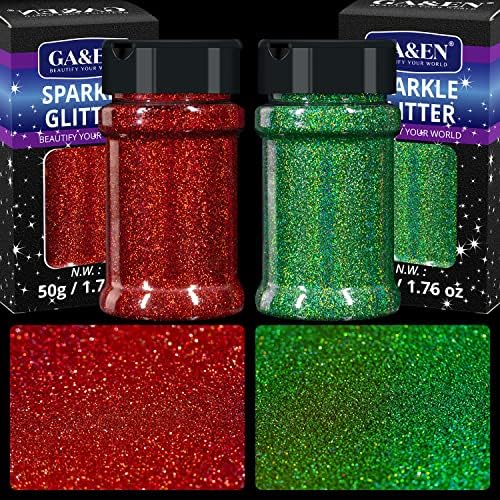 Glitter holográfico ultra fino 50g vermelho+50g verde glitter fino 100g/3,52 oz brilho em pó para resina Projeto de copo e artesanato Iridescente Glitter para unhas e maquiagem corporal