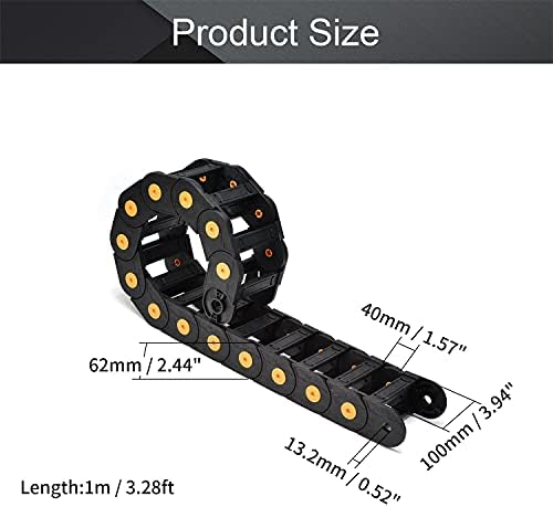 Bettomshin Drag Chain Cable Porcer Type com conectores finais R100 40x100mm 1 metro de plástico para máquinas de roteador CNC