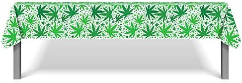 Toleta de mesa de folhas de cannabis, maconha para folhas de folhas de erva folhas de folhas de comprimido 54 x 87 polegadas 2 PCs Capas de mesa de maconha de maconha tampas de mesa retangulares descartáveis ​​para piquenique para piquené