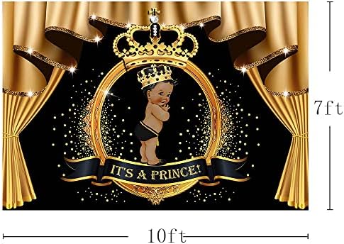 Mehofond É um príncipe de chá de bebê príncipe Prince Prince Black Gold Party Party Crown Curtain Diamond Royal Prince
