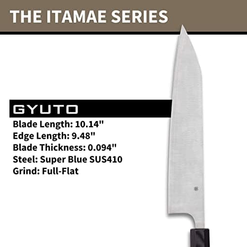 Spyderco Itamae Gyuto Faca de cozinha premium com 10,06 Sus410 Super Blue Stainless Aço Blade e Burl G -10 Handle - Plaintedge