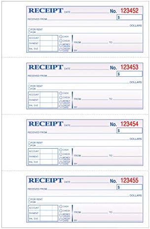 Tops Livro de recibo de dinheiro/aluguel, 2 partes, sem carbono, 11 x 7-5/8 polegadas, 4 recibos/página, 200 conjuntos