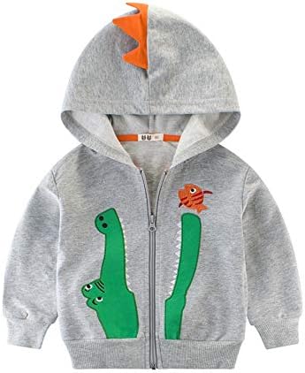 Litbud Toddler Boys Jacket Cartoon Dinosaur Animal Zipper Packaway Spring Autumn Capuzes para crianças de 1 a 7 anos