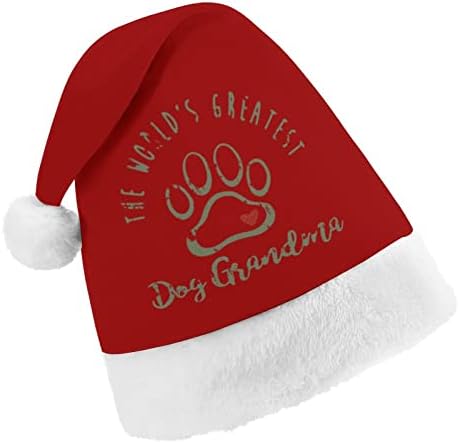 Cachorro vovó de pelúcia chapéu de natal travessura e lindas chapéus de Papai Noel com borda de pelúcia e decoração de natal de revestimento de conforto