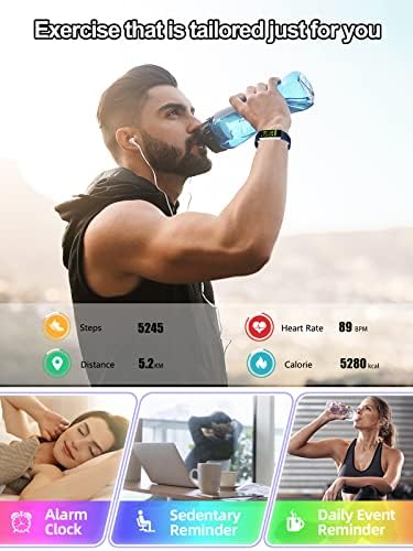 Teslahero Fitness Tracker, rastreador de atividades com freqüência cardíaca Oxigênio SPO2 Monitor de sono, relógio de saúde à prova d'água para Android e iPhone, pedômetro esportivo para fitbit caloria contra homens mulheres