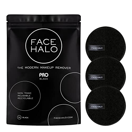 Face Halo | Removedor de maquiagem reutilizável, almofadas redondas de removedor de maquiagem para maquiagem e máscaras pesadas - lenços de removedor de maquiagem de microfibra para rímel, sombra dos olhos, fundação