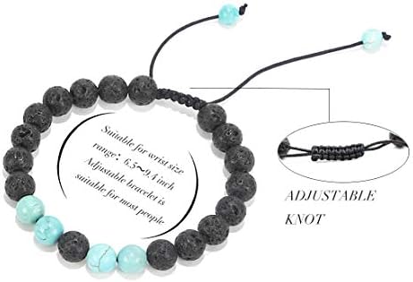 Vlawise Ansiedade Bracelets difusores de óleo essencial para alívio da depressão com pedra com lava, aromaterapia, jóias holísticas