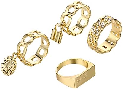 Anéis frios para adolescentes meninos ansiedade anéis giratórios de diamante anel de diamante em forma de trava criativa de conjunto