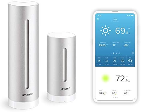 Estação meteorológica Netatmo Indoor Outdoor com sensor externo sem fio - Compatível com Alexa e Apple HomeKit