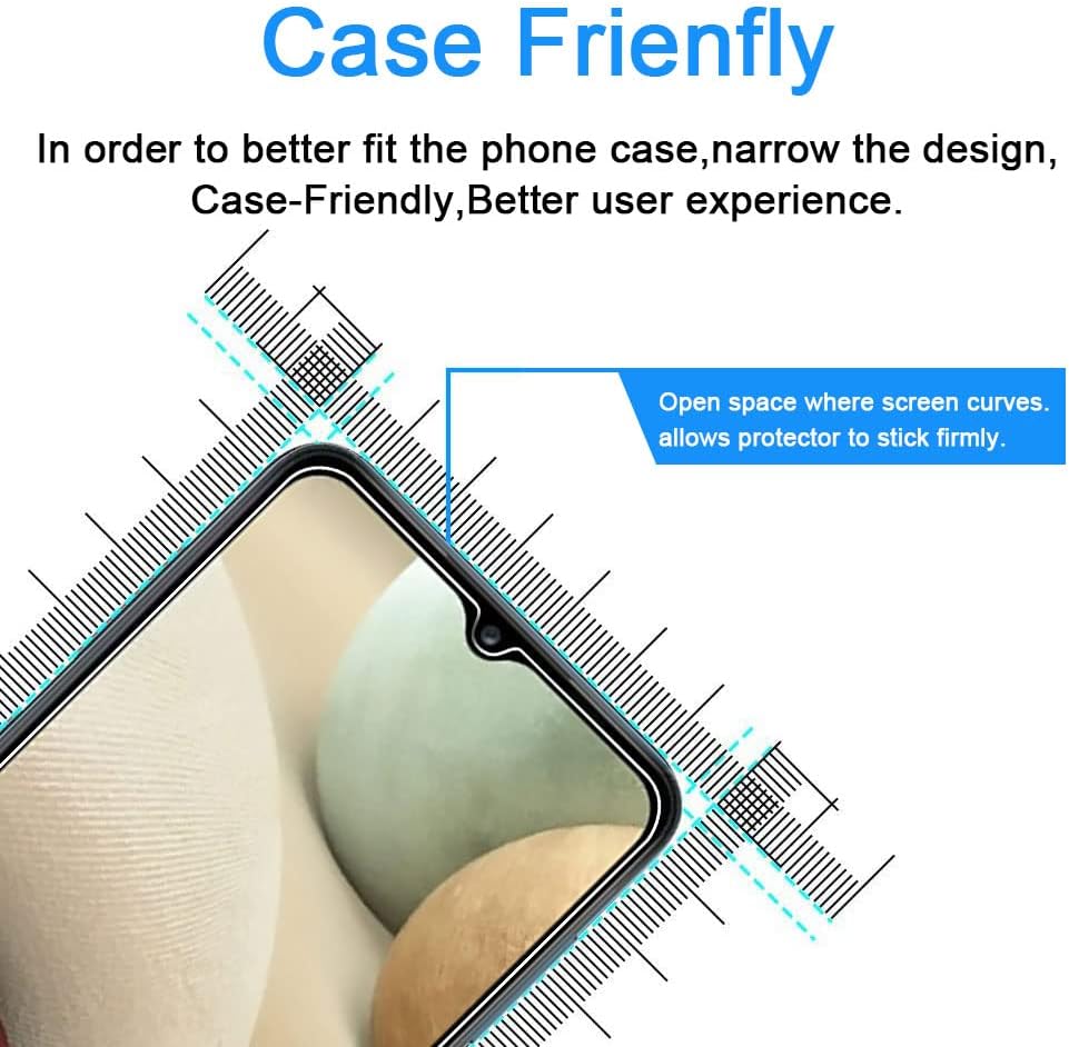 Romuto 【3+3 pacote】 Projetado para o protetor de tela Samsung A12 Samsung Galaxy A12 Protetor de tela Tempo de vidro temperado filme celular, 9H Duridade, bolha livre, anti-arranha
