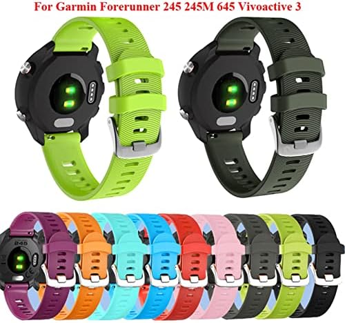 KGDHB 20mm Sport Silicone Watch Band Strap for Garmin Forerunner 245 245m 645 Vivoactive 3 Vivomove HR Smart Bracelet Pulset