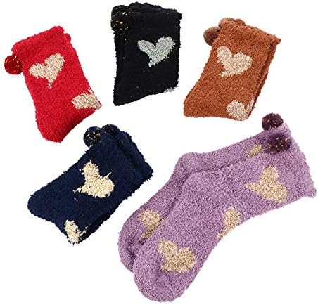 Meias Fuzzys de Galpada Womens 5 pares de meias de lã de coral meias meias domésticas na cama
