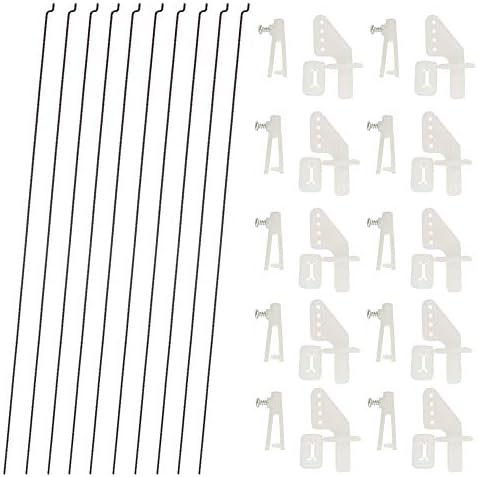 10 PCs 0,047x10.24 Pushrods de aço e 10 pcs nylon 0,79x0,43 Bloquear as chifres de controle 4 orifícios para o modelo de avião RC