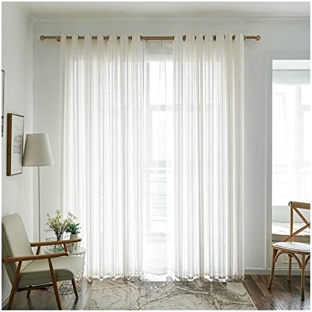 Cortinas puras daesar para o quarto 2 painéis, cortinas de ilhós de voile poliéster bege listras geométricas Window