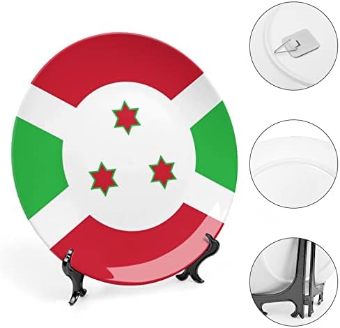 Placas decorativas de china de osso de bandeira do Burundi com ornamentos pendurados em pratos de jantar