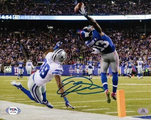 Odell Beckham assinou 8x10 Foto emoldurada 1 mão TD Catch Giants Mint Auto PSA COA - Fotos autografadas da NFL