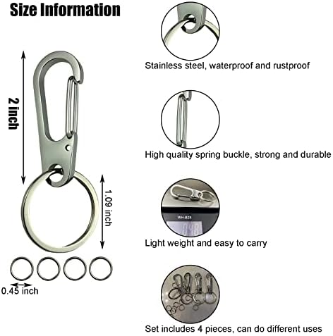 Clipe de chaveiro de aço inoxidável Mimobei, clipe de carabiner de 2 polegadas, chaveiro de carabiner, clipe de mini carabineiro