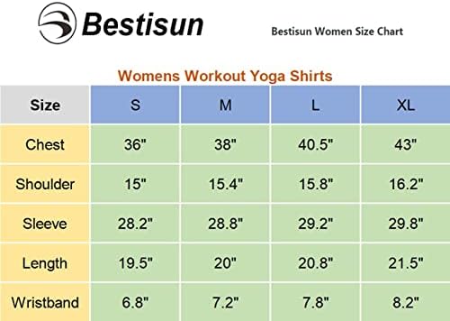 Bestisun Manga longa Tops Cropped Tops Athletic Workout Athletic Yoga Gym Crop Tops para mulheres