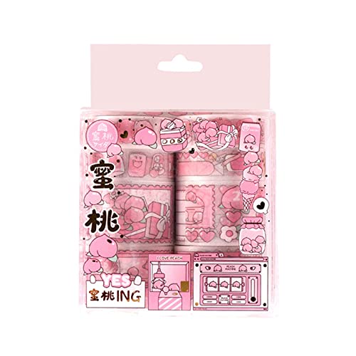 8 Rolls Kawaii Washi Tape Pack, amplo conjunto fofo de fita washi, fita kawaii fita fofa, fita rosa Kids Washi, adesivos decorativos de bricolage para scrapbooking diário de arte artesanato pêssego