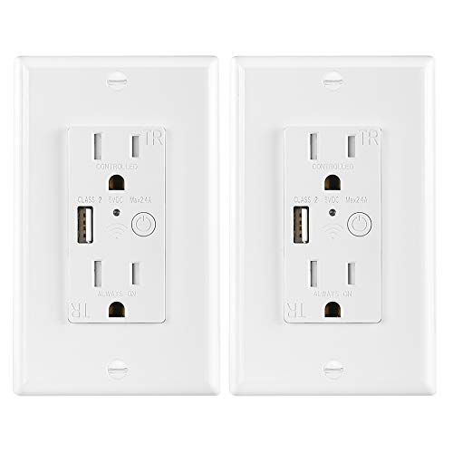 Tuya App Smart WiFi Outlet com porta USB, 5V 2.4A Usb Charger Outlet compatível com Alexa, Google Assistant, ETL