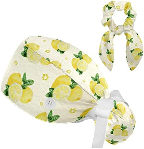 Chapéu bouffante de padrão de limão desenhado à mão