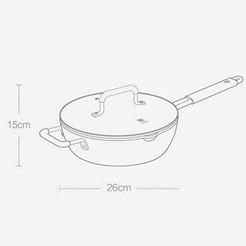 Shypt aço inoxidável wok, molho multiuso, panela, panela, sem panela sem fumaça, fogão a gás de fumaça wok wok com tampa de