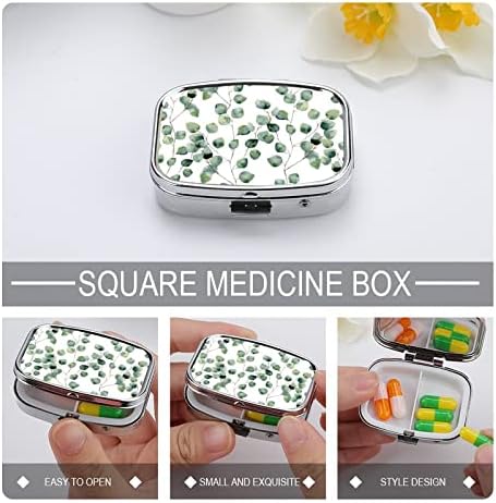 Caixa de comprimidos padrão de folha de folha de folha quadrada caixa de tablets portátil portátil Pillbox Vitamina Organizer