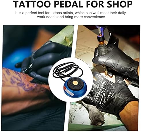 Página de maquiagem Doitool Tattoo Pedal Pedal Pedal Aço inoxidável Controle de pedal de pedal de aço não deslizante com cabo de clipe de tatuagem para tatuagem Tattoo Supplia o interruptor do controlador azul