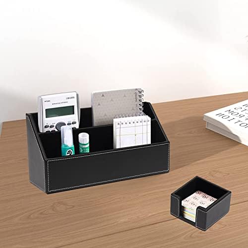Supplência de escritório de 6 peças/organizador de mesa Conjunto com bloco de escrita em couro, bandeja de papel, porta de