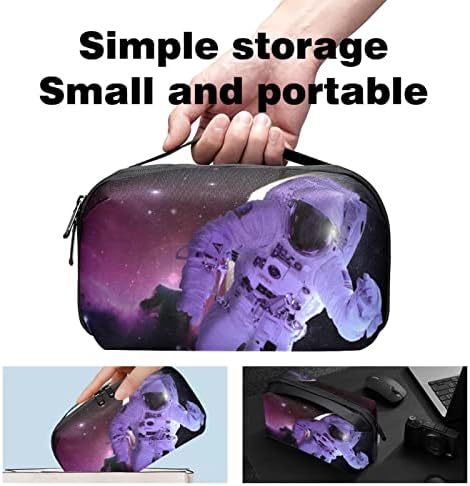 Cosmonaut Galaxy Universo Organizador Eletrônico, Bolsa de Armazenamento de Cordamento de Cordão à prova d'água Para viajar para casa, Caso de acessórios eletrônicos para Charge Mouse USB SD Discution