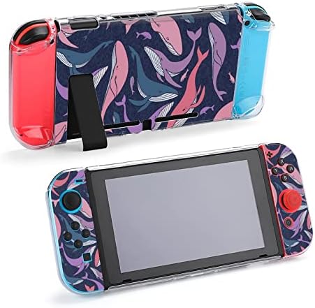 Caixa de capa protetora das baleias marinhas para o controlador de console de jogos de switch com alças de polegar