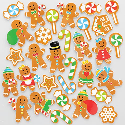 Baker Ross Gingerbread Espuma adesivos - pacote de 200, adesivos para crianças, ideais para projetos de artes e ofícios infantis,