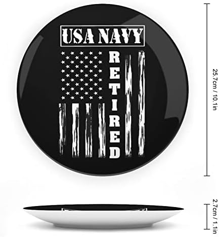 Placa decorativa de cerâmica de bandeira americana aposentada da Marinha dos EUA com exibição pendurada no casamento personalizado