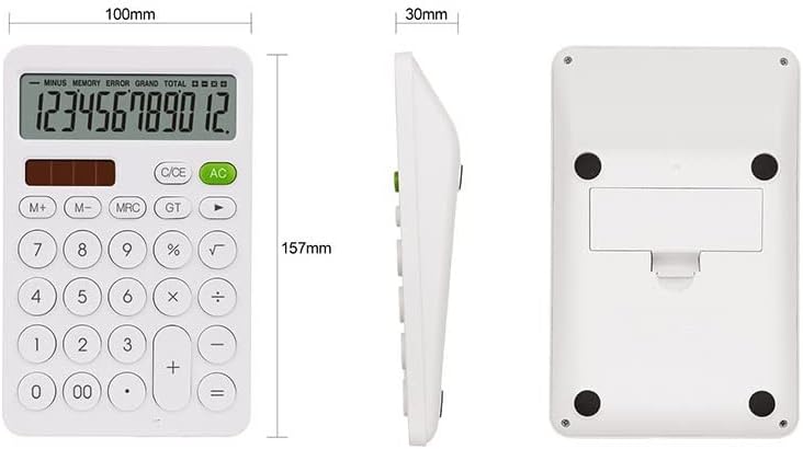Calculadora de mesa de 12 dígitos Ganfanren, ferramenta de contabilidade de negócios financeiros Bateria branca e energia solar